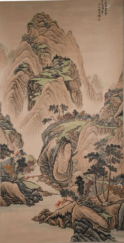 A CHINESE LANDSCAPE PAINTING LU HUI MARK