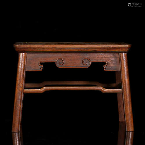 A SQUARE HUALI WOOD STOOL