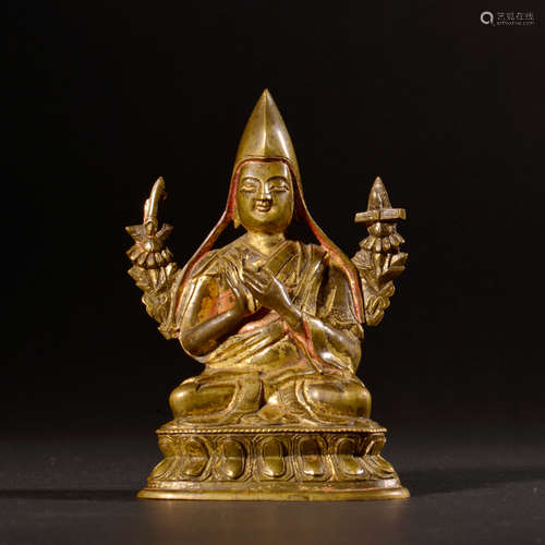 A GILD BRONZE LOTUS BUDDHA STATUE