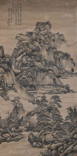 A CHINESE LANDSCAPE PAINTING GUAN HUAI MARK
