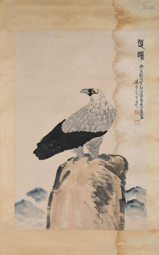 A CHINESE EAGLE PAINTING WU ZUOREN MARK