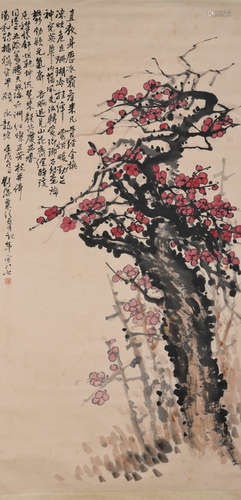 A CHINESE PLUM BLOSSOM PAINTING LIU HAISU MARK