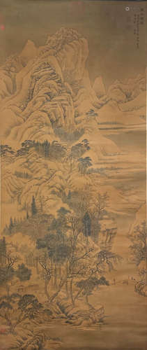 A CHINESE LANDSCAPE PAINTING SILK SCROLL LI CHENGXI MARK