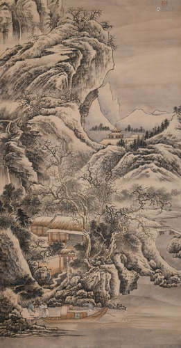 A CHINESE LANDSCAPE PAINTING TAO LENGYUE MARK