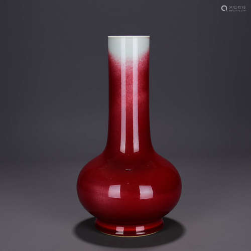 A LANG RED GLAZE PORCELAIN FLASK