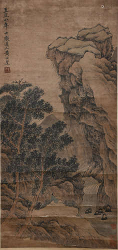 A CHINESE LANDSCAPE PAINTING HUANG GONGWANG MARK