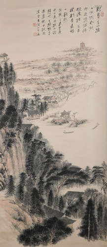 A CHINESE LANDSCAPE PAINTING ZHANG DAQIAN MARK