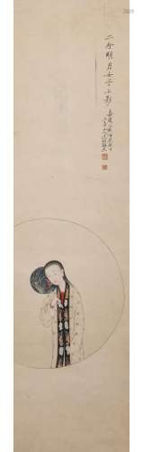 A CHINESE FIGURE PAINTING GAI QI MARK