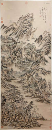 A CHINESE LANDSCAPE PAINTING WANG YUANQI MARK