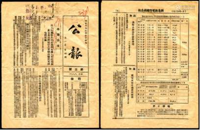 1951年邮电部西北管理局公报，内容含火车等信息（少见），请预览。