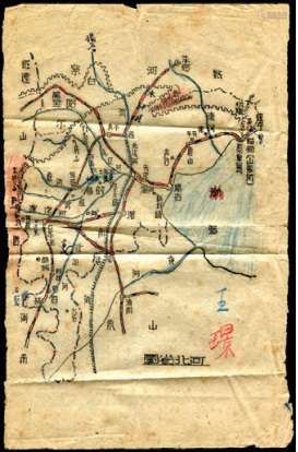 河北省邮路图一张，保存完好。