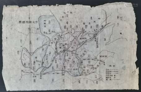 华北解放区邮政图一张。保存完好，有研究参考价值。
