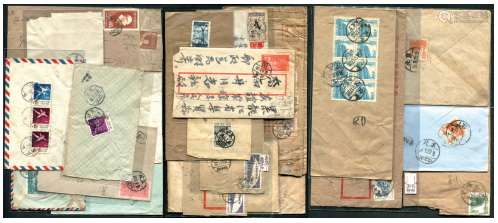1951-57年北京地区邮戳封一组24件，以单贴票封为主，含纪、特、普不同票贴用，内容较丰富。请预览。