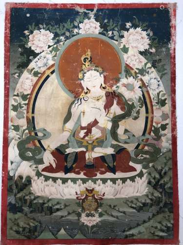 A TIBET PAINTING OF WHITE TARA