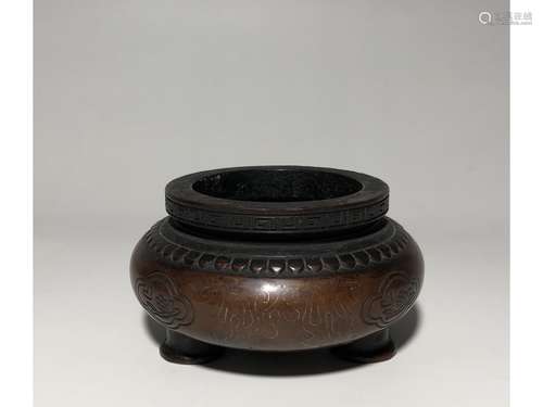 A BRONZE TRIOP CENSER