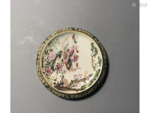 A PAINTED ENAMEL INKSTONE