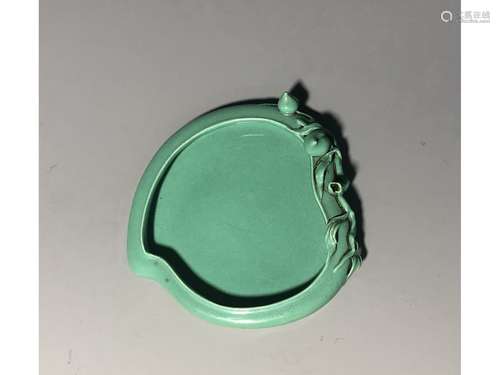 A GREEN-GLAZED BRUSH WASHER, QIANLONG MARK