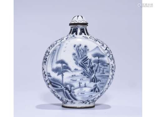 A BLUE AND WHITE SNUFF BOTTLE