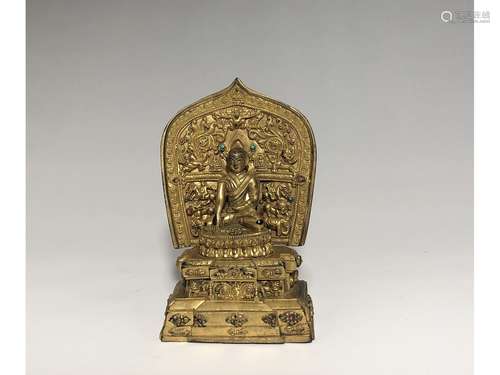 A GILT-BRONZE SHRINE OF BUDDHA