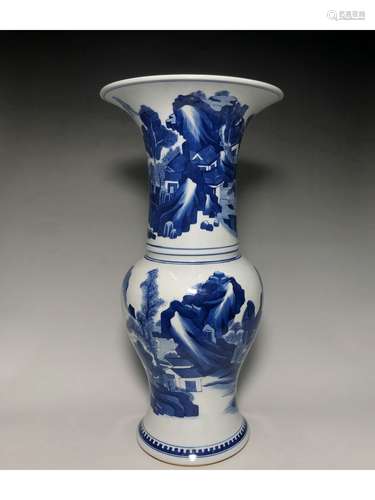 A BLUE AND WHITE PHOENIX-TAIL VASE, YONGZHENG MARK