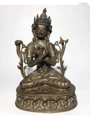 A GILT-BRONZE FIGURE OF VAJRASATTVA