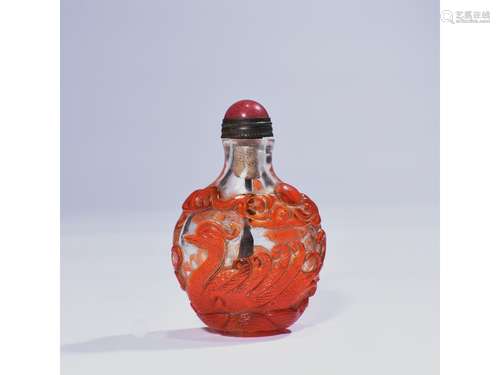 A RED OVERLAY SNUFF BOTTLE