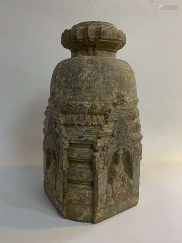 A STONE CARVED PILLAR