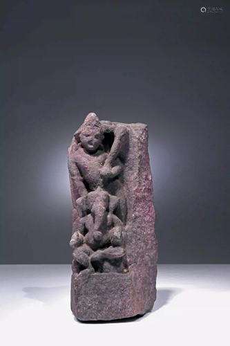 STONE FRAGMENT DEPICTING GANESHA AND SKANDA