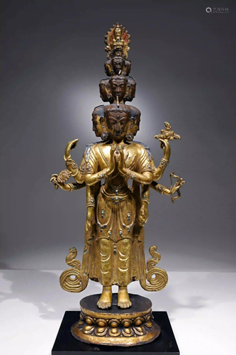 EXTREMELY LARGE AVALOKITESHVARA WITH 11 HEADS