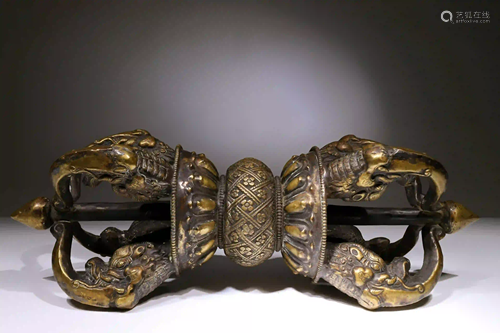 LARGE VAJRA WITH MAKARAS