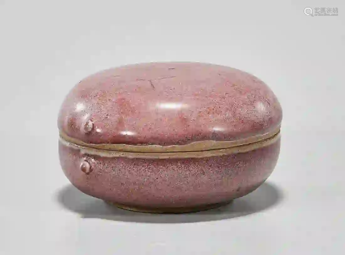 Chinese Red Glazed Porcelain Covered Paste Box