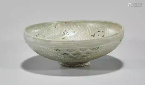 Korean Celadon Glazed Elaborately Designed Bowl