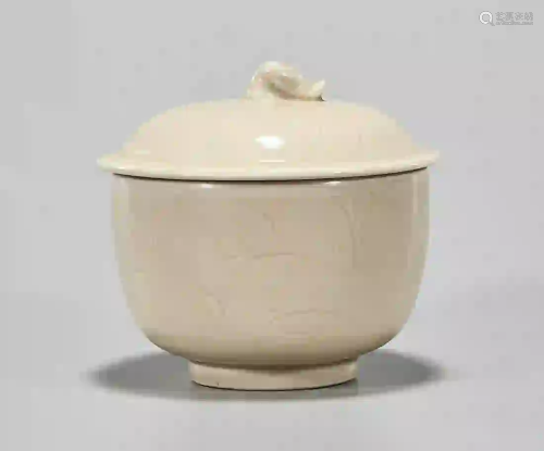 Chinese White Glazed Ceramic Covered Box