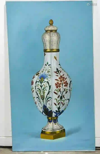Oil on Canvas Painting of a Covered Vase