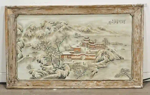 Large Chinese Enameled and Painted Porcelain Plaque