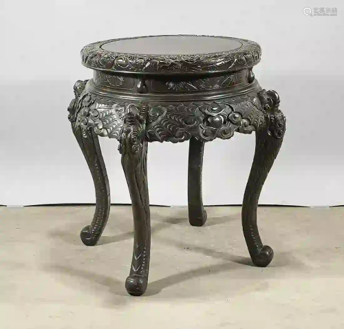 Chinese Round Carved Hard Wood Table