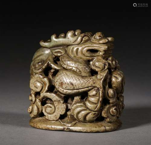 A LIAO DYNASTY DRAGON PATTERN INCENSE BURNER LID