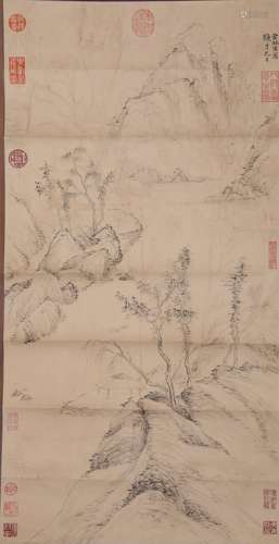 AN ANCIENT CHINESE LANDSCAPE PAINTING, NI ZAN MARKED