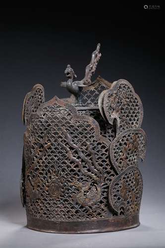 A LIAO DYNASTY SILVER GILDED PHOENIX CROWN