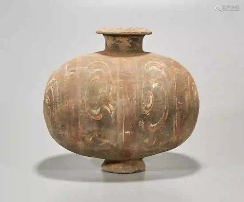 Chinese Archaistic Painted Pottery Cocoon Vase