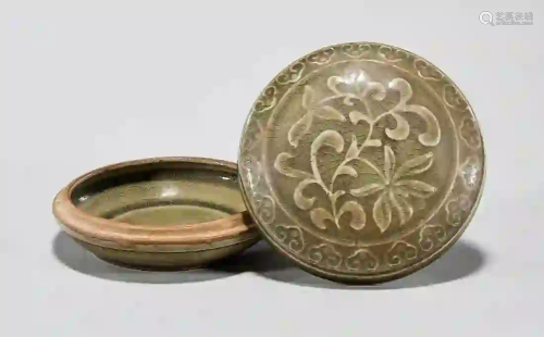 Chinese Celadon Glazed Ceramic Covered Box