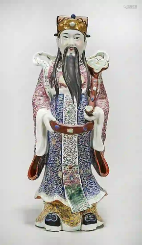 Chinese Enameled Porcelain Star God