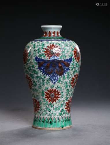 A QING DYNASTY VINTAGE PORCELAIN VASE WITH DOU CAI GLAZE MEI BOTTLE