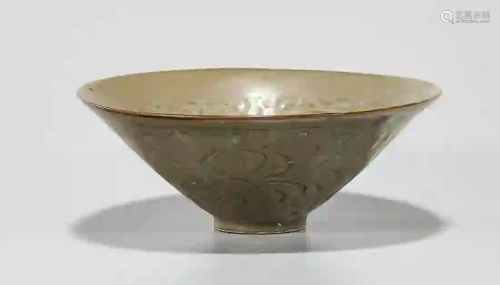 Chinese Celadon Glazed Porcelain Conical Bowl