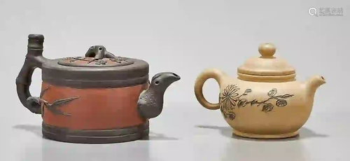 Two Chinese Yixing Pottery Tea Pots