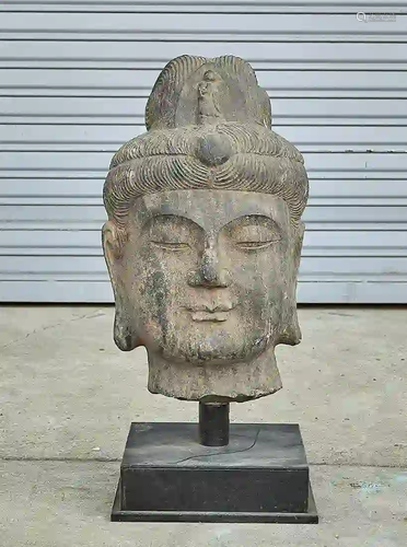 Chinese Carved Stone Buddha's Head