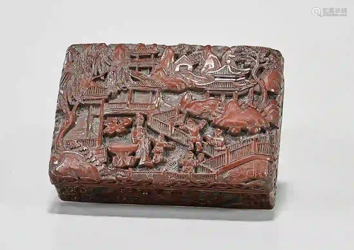 Chinese Carved Wood Covered Box