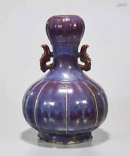 Chinese Glazed Porcelain Garlic Mouth Vase