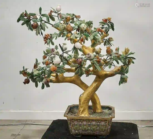 Chinese Hardstone Pomegranate Tree