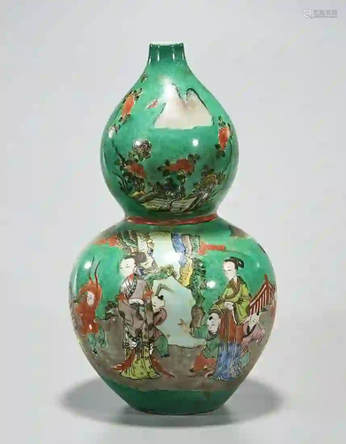 Chinese Enameled Porcelain Double Gourd Vase